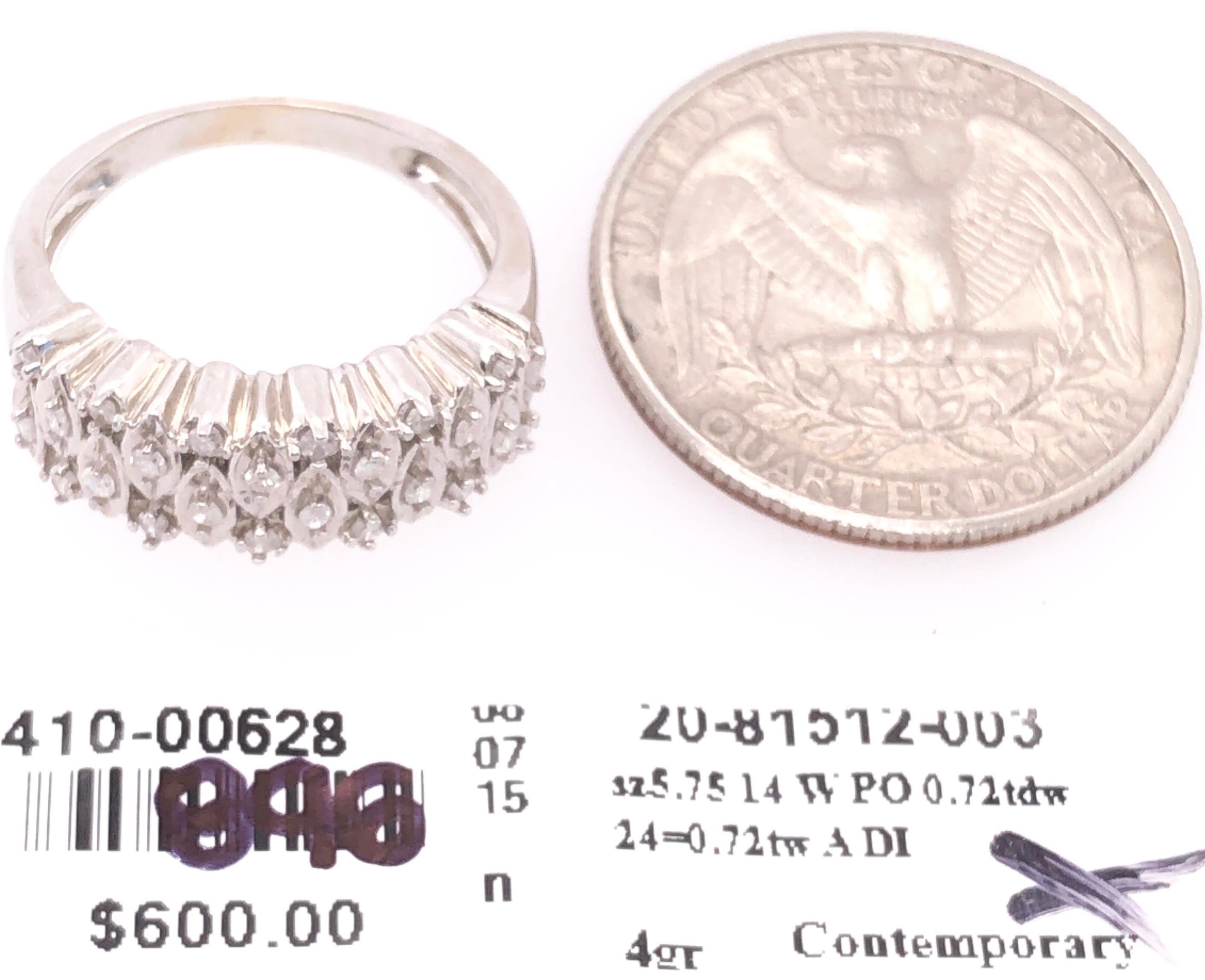 Women's or Men's 14 Karat White Gold and Diamond Wedding Band Bridal Ring For Sale