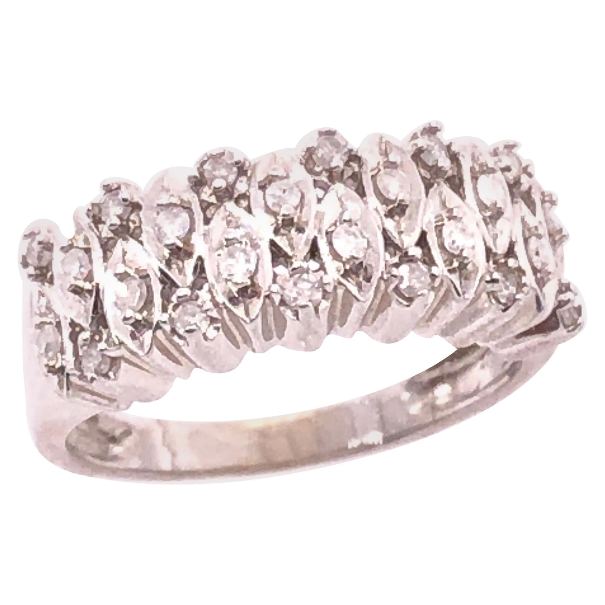 14 Karat White Gold and Diamond Wedding Band Bridal Ring For Sale
