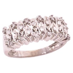 14 Karat White Gold and Diamond Wedding Band Bridal Ring