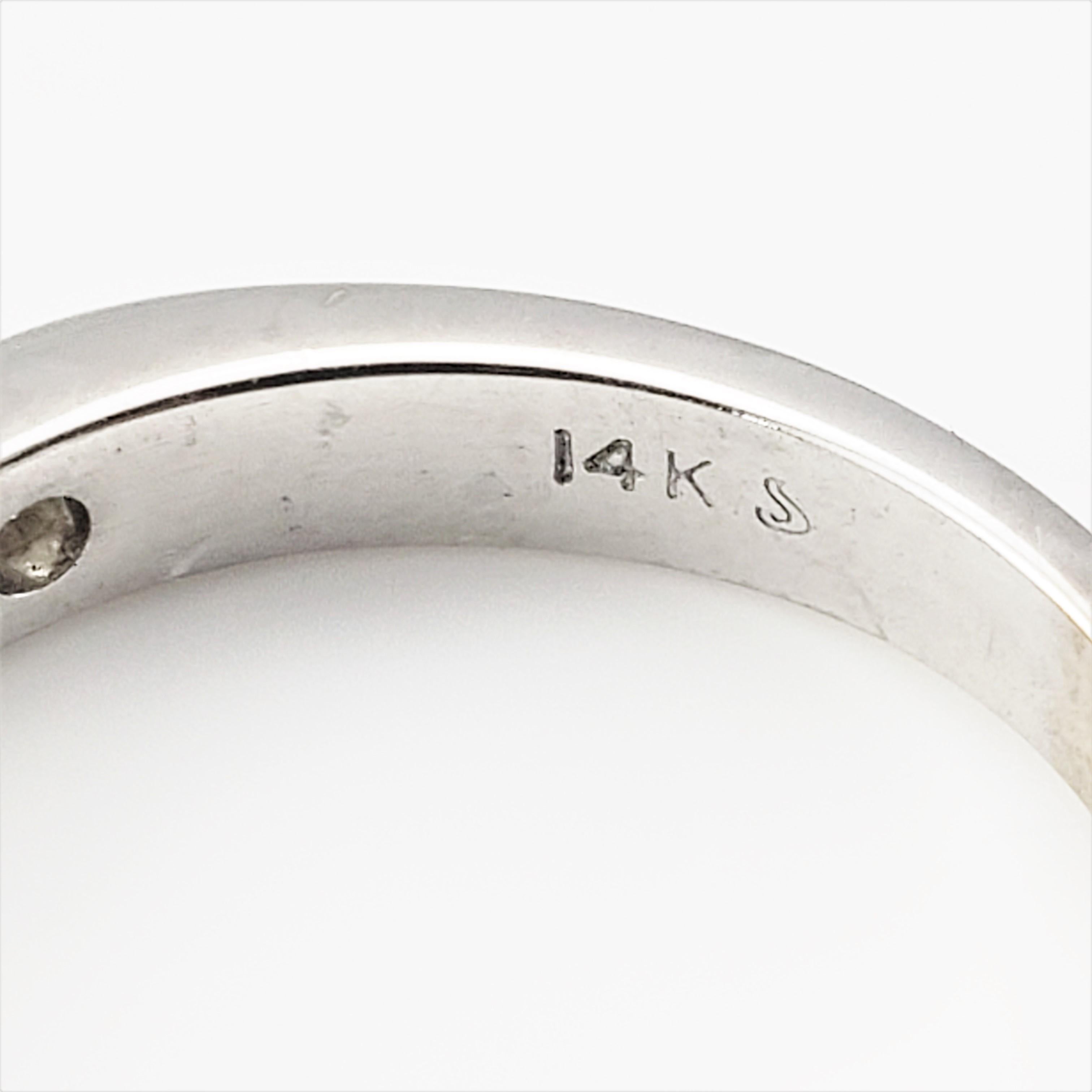 Round Cut 14 Karat White Gold and Diamond Wedding Band  For Sale