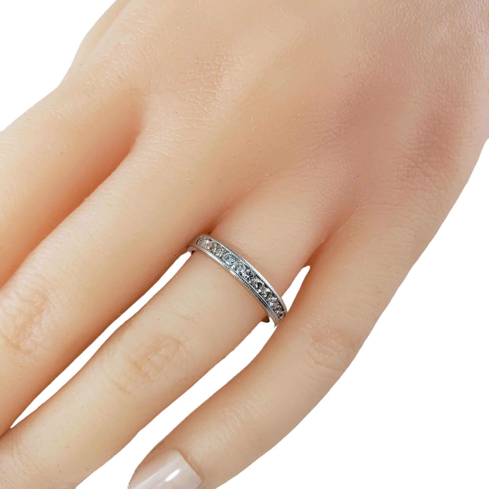 14 Karat White Gold and Diamond Wedding Band Ring For Sale 1
