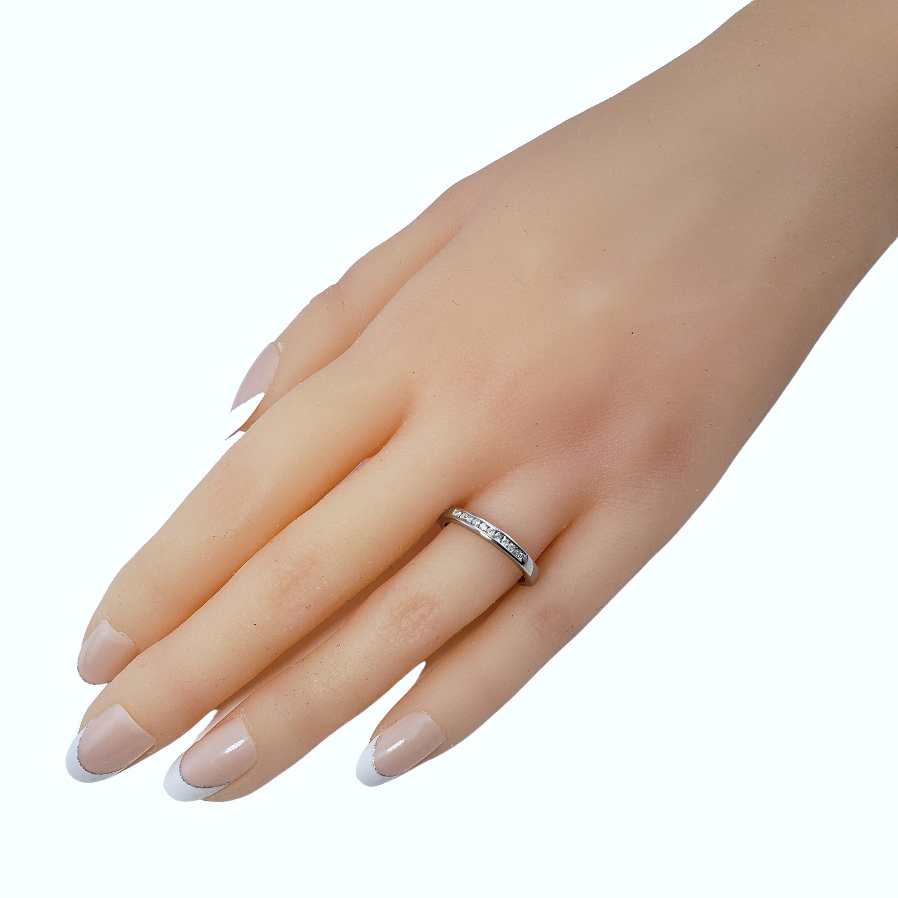 14 Karat White Gold and Diamond Wedding Band Ring For Sale 1