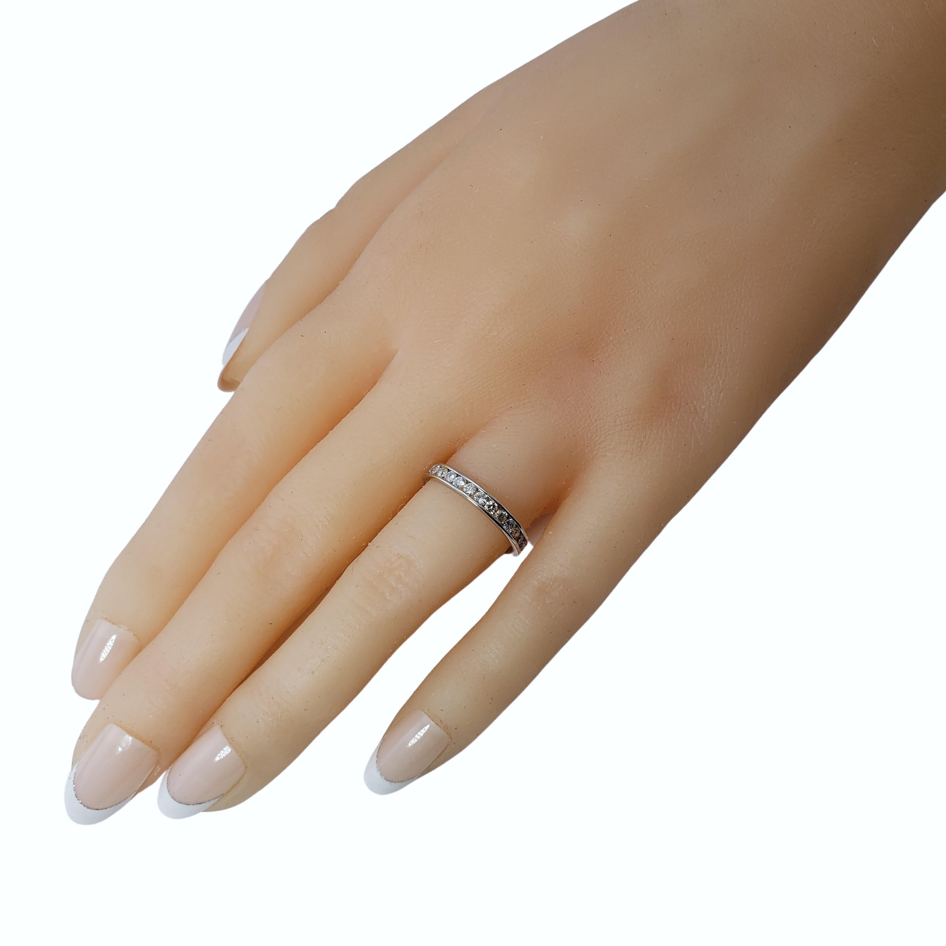 14 Karat White Gold and Diamond Wedding Band Ring For Sale 2