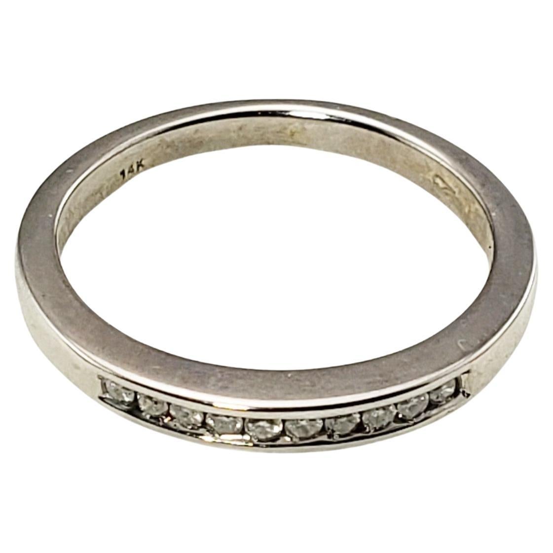 14 Karat White Gold and Diamond Wedding Band Ring For Sale