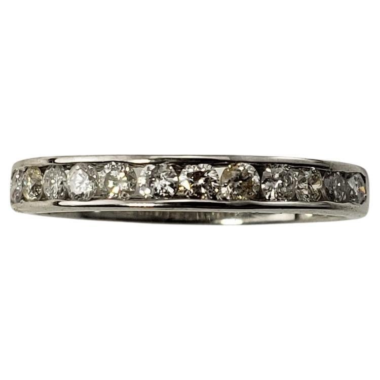 14 Karat White Gold and Diamond Wedding Band Ring For Sale