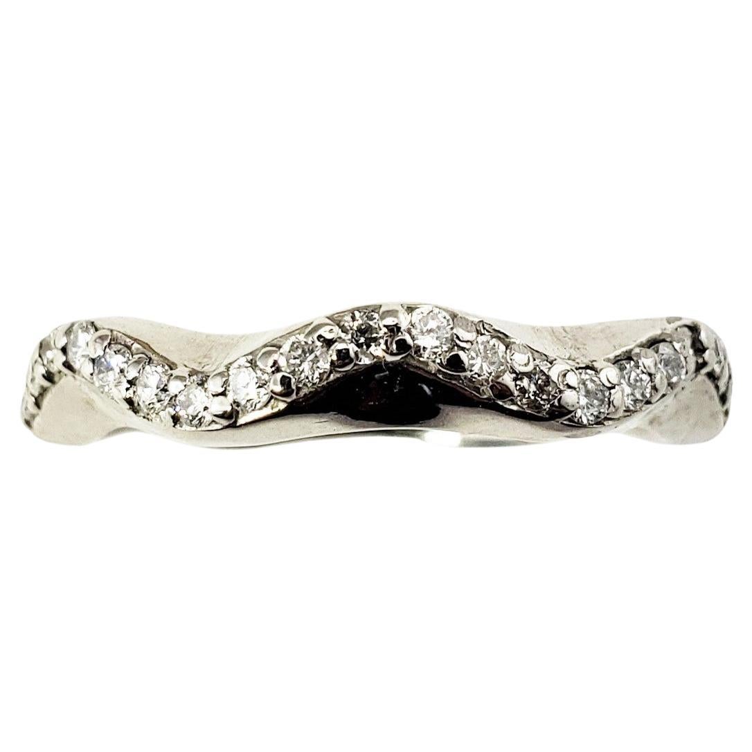 14 Karat White Gold and Diamond Wedding Band Ring For Sale