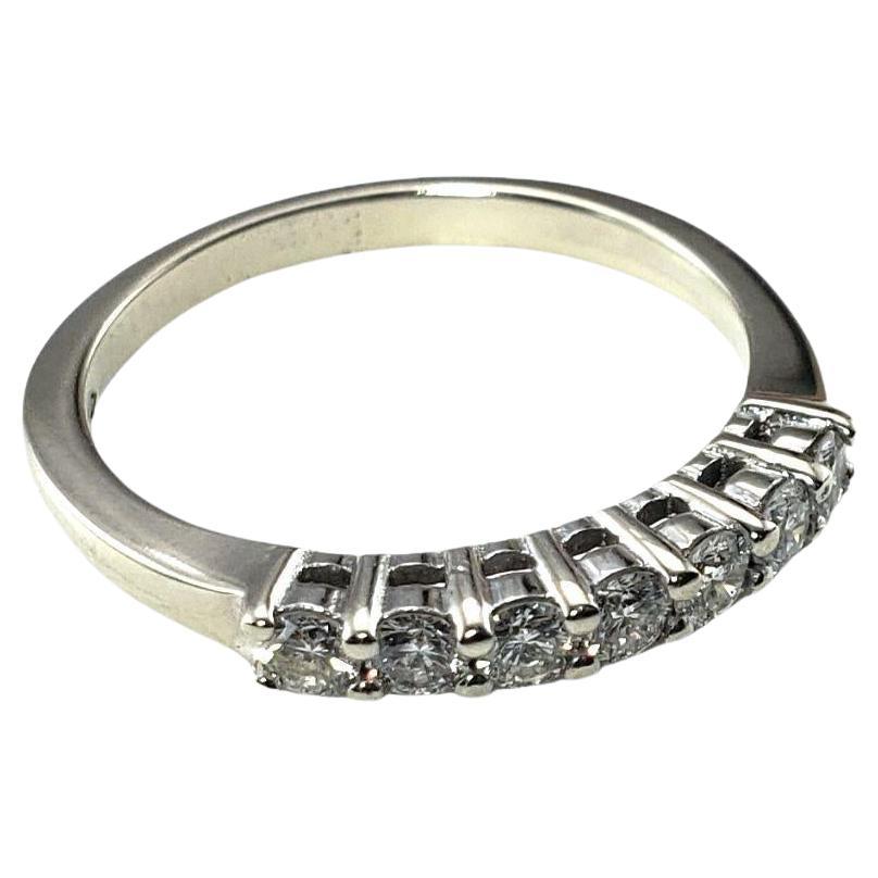 14 Karat White Gold and Diamond Wedding Band Ring Size 8 #15211
