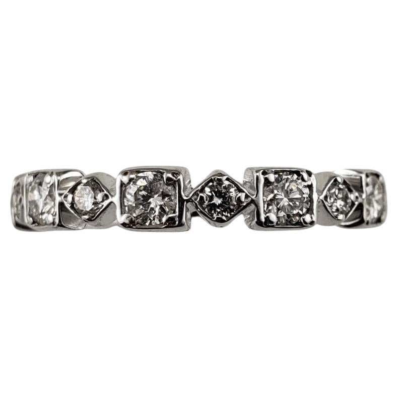 14 Karat White Gold and Diamond Wedding Band Size 6 #18980