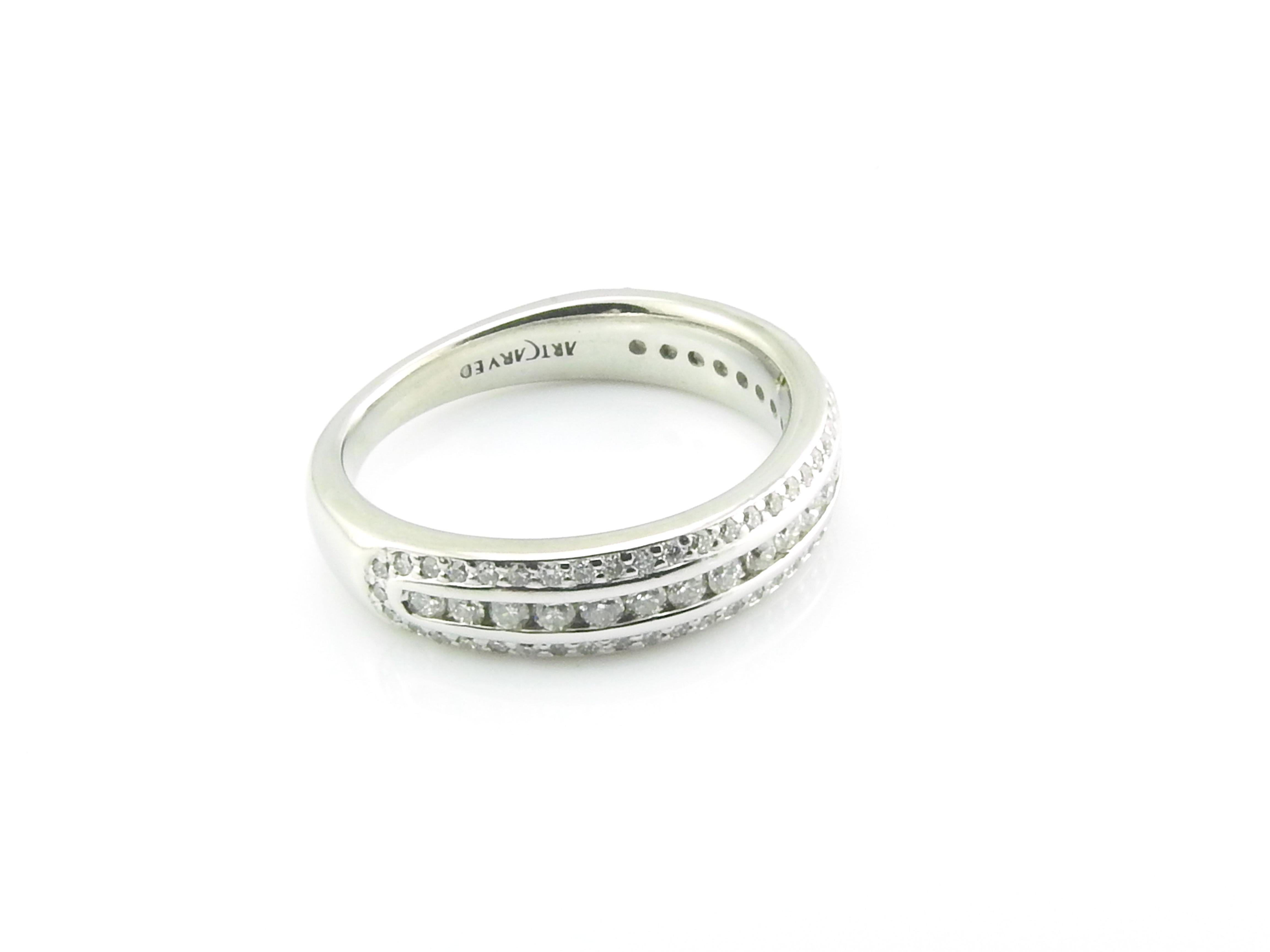 14 Karat White Gold and Diamond Wedding Band Size 6.25 #5245 For Sale 1
