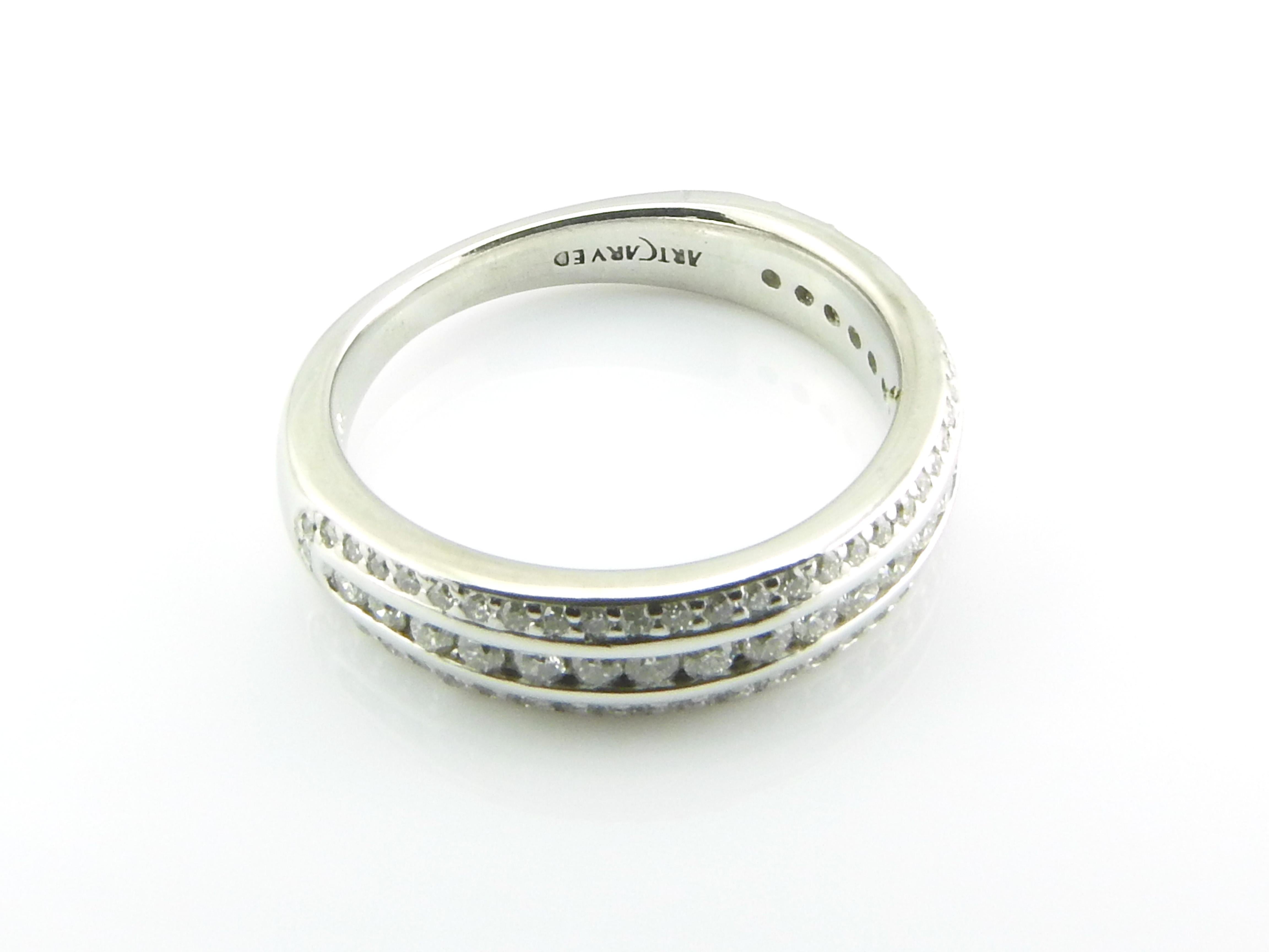 14 Karat White Gold and Diamond Wedding Band Size 6.25 #5245 For Sale 2