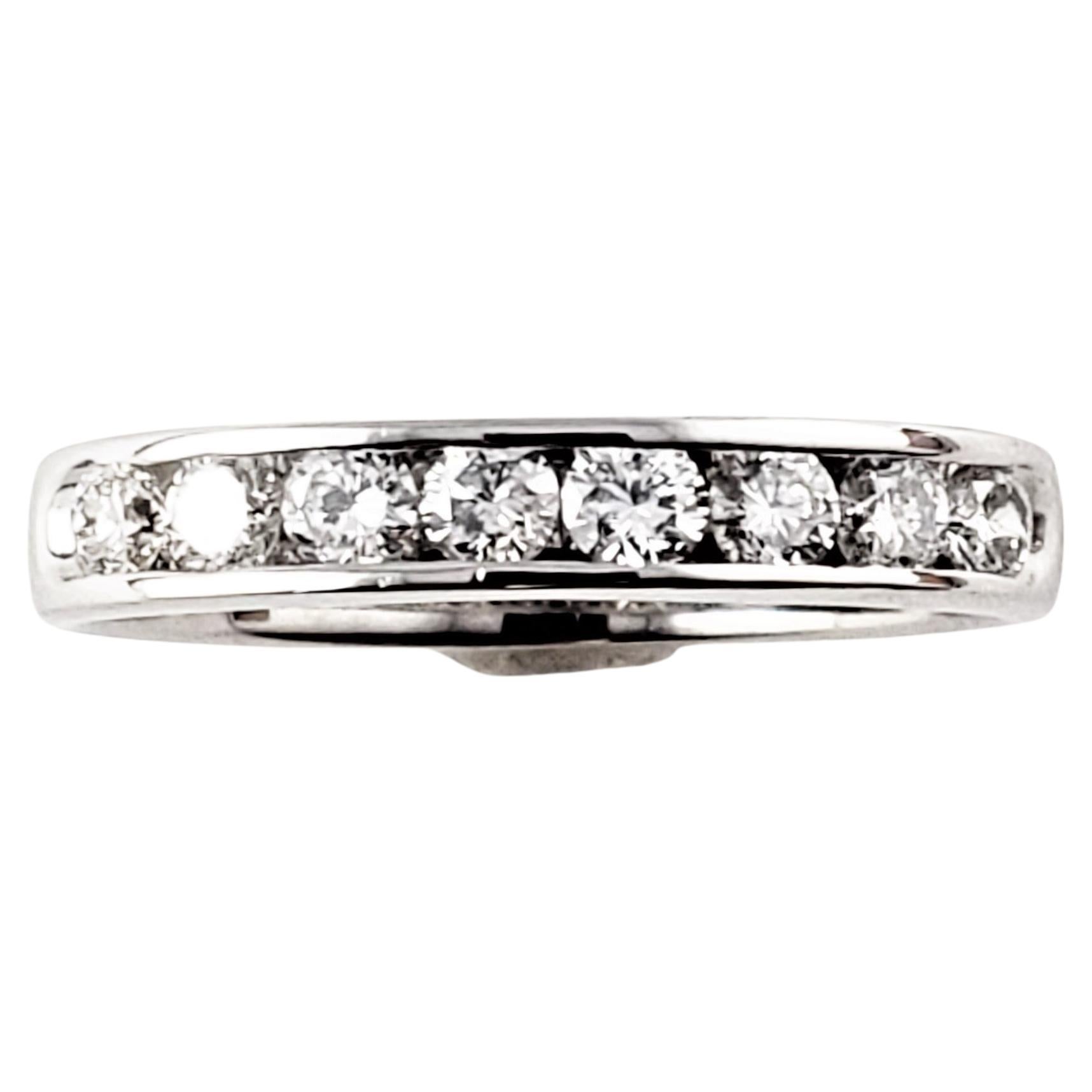 14 Karat White Gold and Diamond Wedding Band For Sale