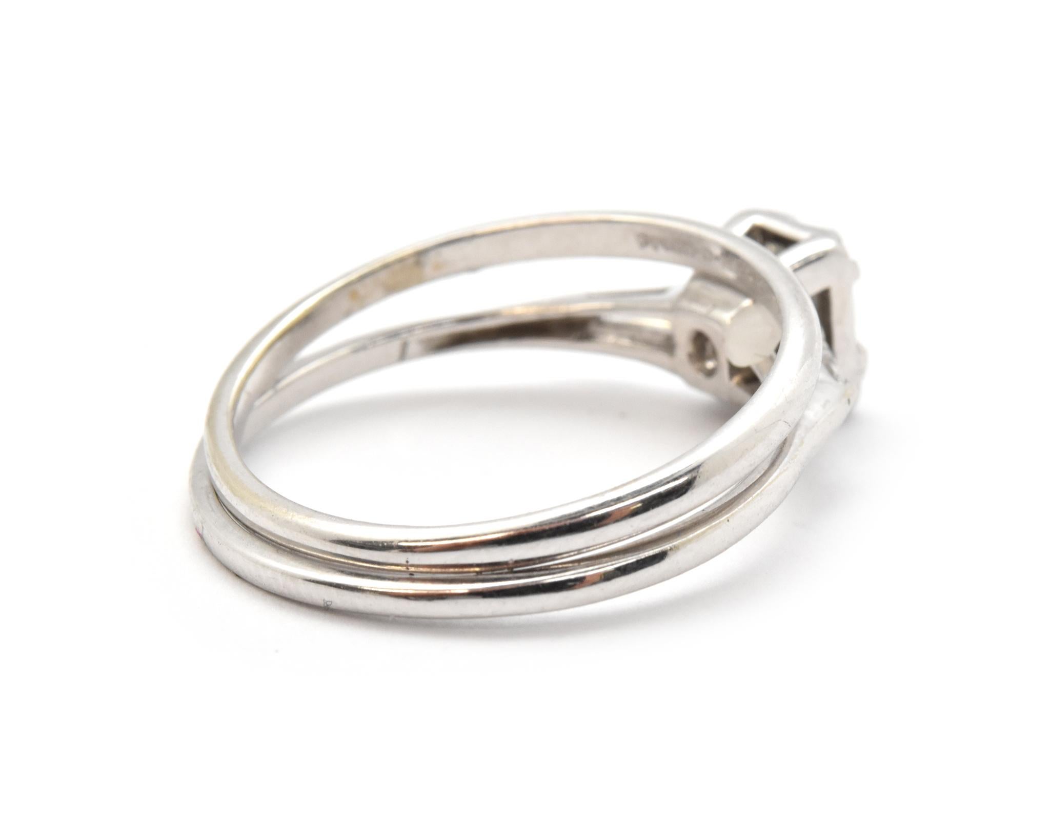 14 Karat White Gold and Emerald Cut Diamond Engagement Ring 1
