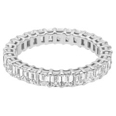 14 Karat White Gold and Emerald Cut Diamond Eternity Band