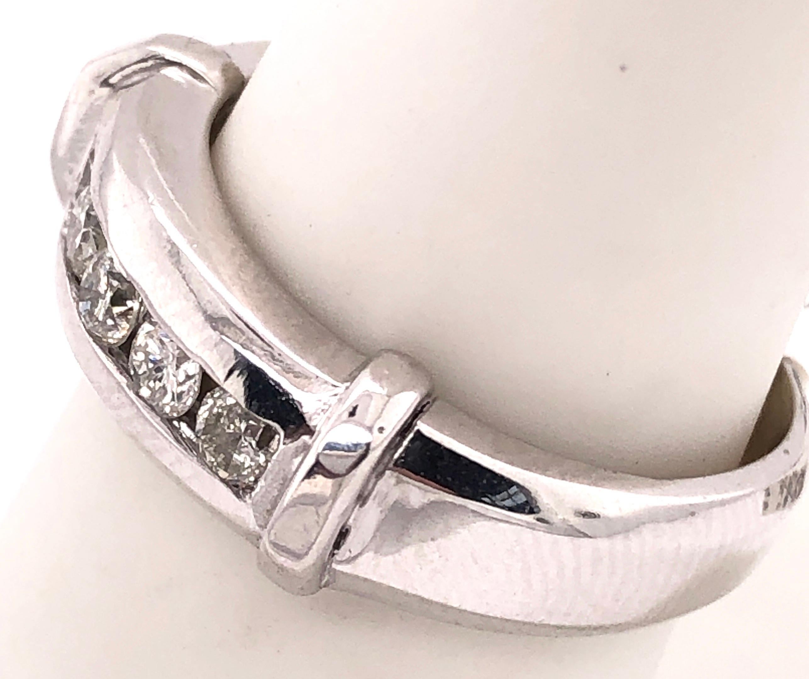 14 Karat White Gold and Five Diamond Bridal Ring Wedding Band For Sale 2