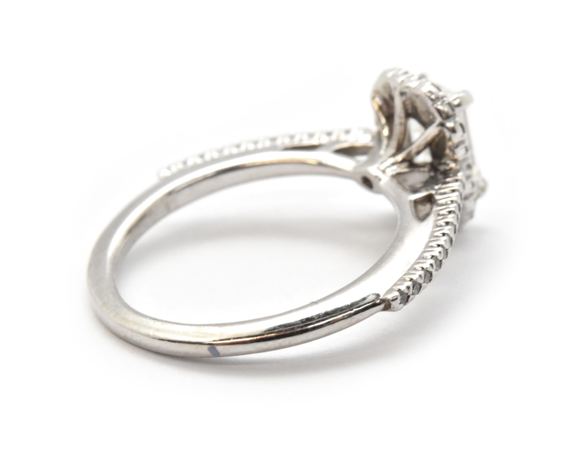 Women's 14 Karat White Gold and GIA 1.07 Carat Emerald-Cut Diamond Ring with Accents For Sale