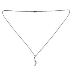 14 Karat White Gold and Graduated Diamond Pendant Necklace