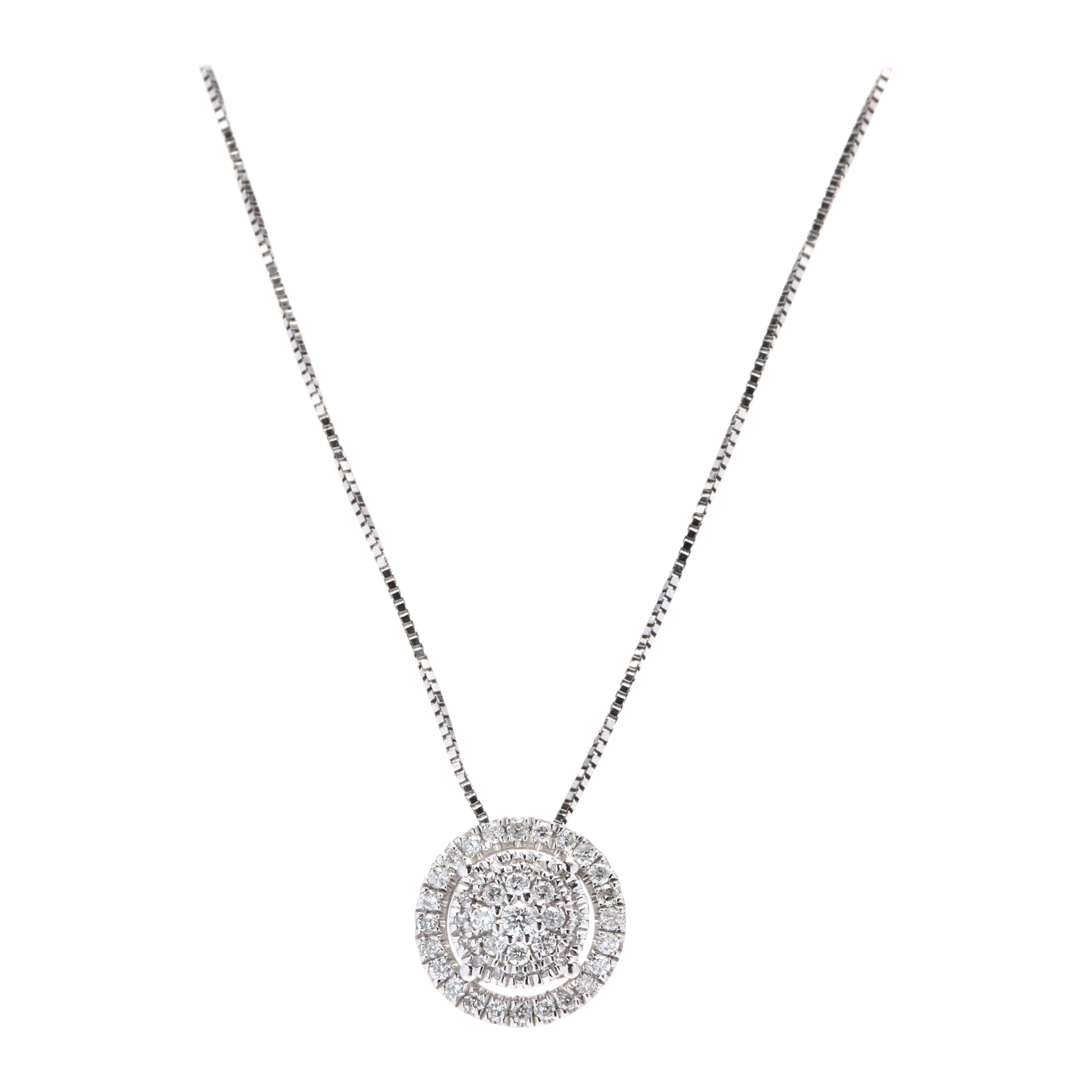 Diamond and 14 Karat White Gold Key Pendant Necklace For Sale at