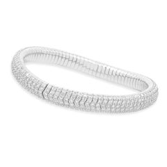 14 Karat White Gold and Pave Diamond Stretch Bangle Bracelet 6.25"