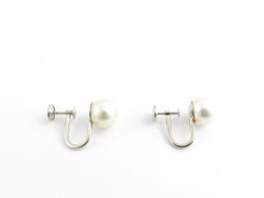 14 Karat White Gold and Pearl Non-Pierced Screw Back Earrings