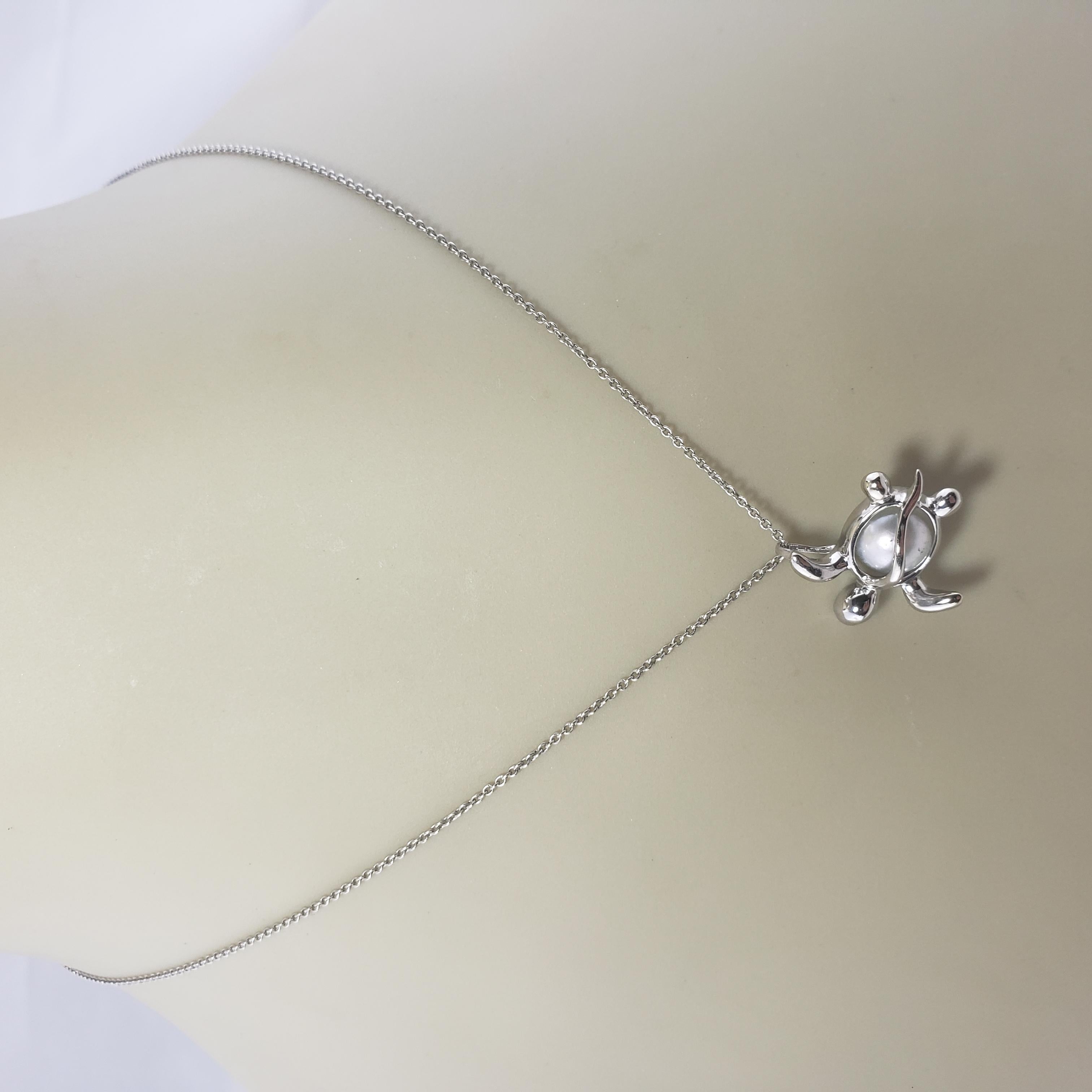 14 Karat White Gold and Pearl Turtle Charm #13091 For Sale 1
