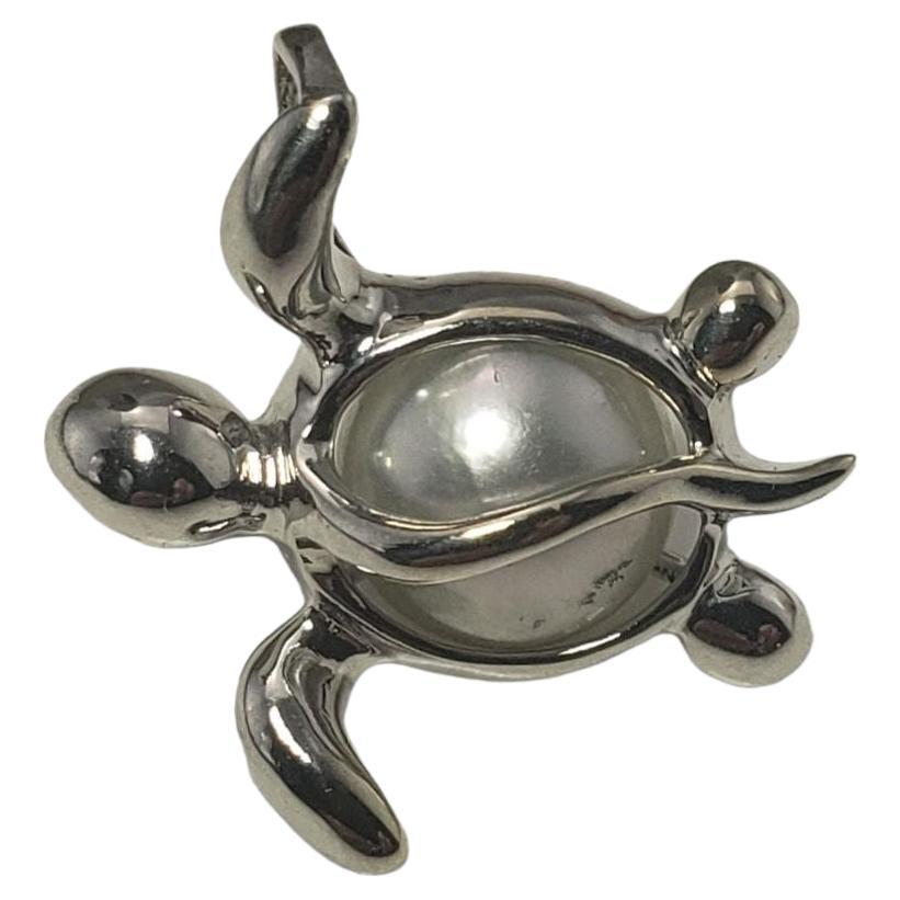 14 Karat White Gold and Pearl Turtle Charm #13091