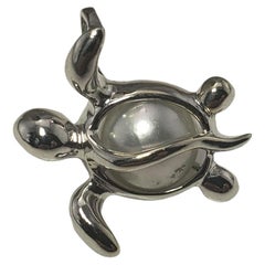 Vintage 14 Karat White Gold and Pearl Turtle Charm #13091