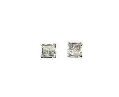 14 Karat White Gold and Princess Cut Diamond Stud Earrings #17686