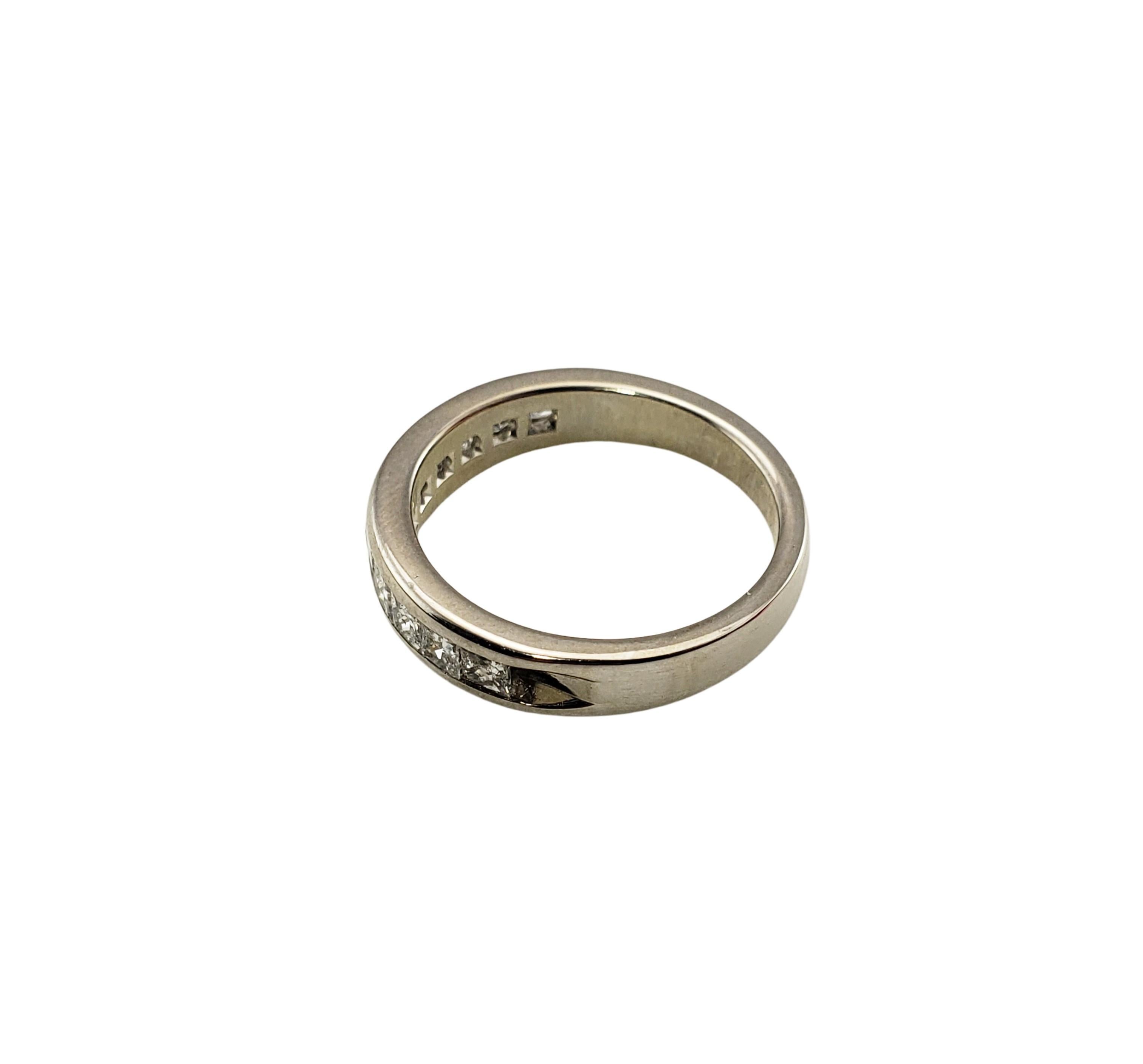 Women's 14 Karat White Gold and Princess Cut Diamond Wedding Band Ring For Sale