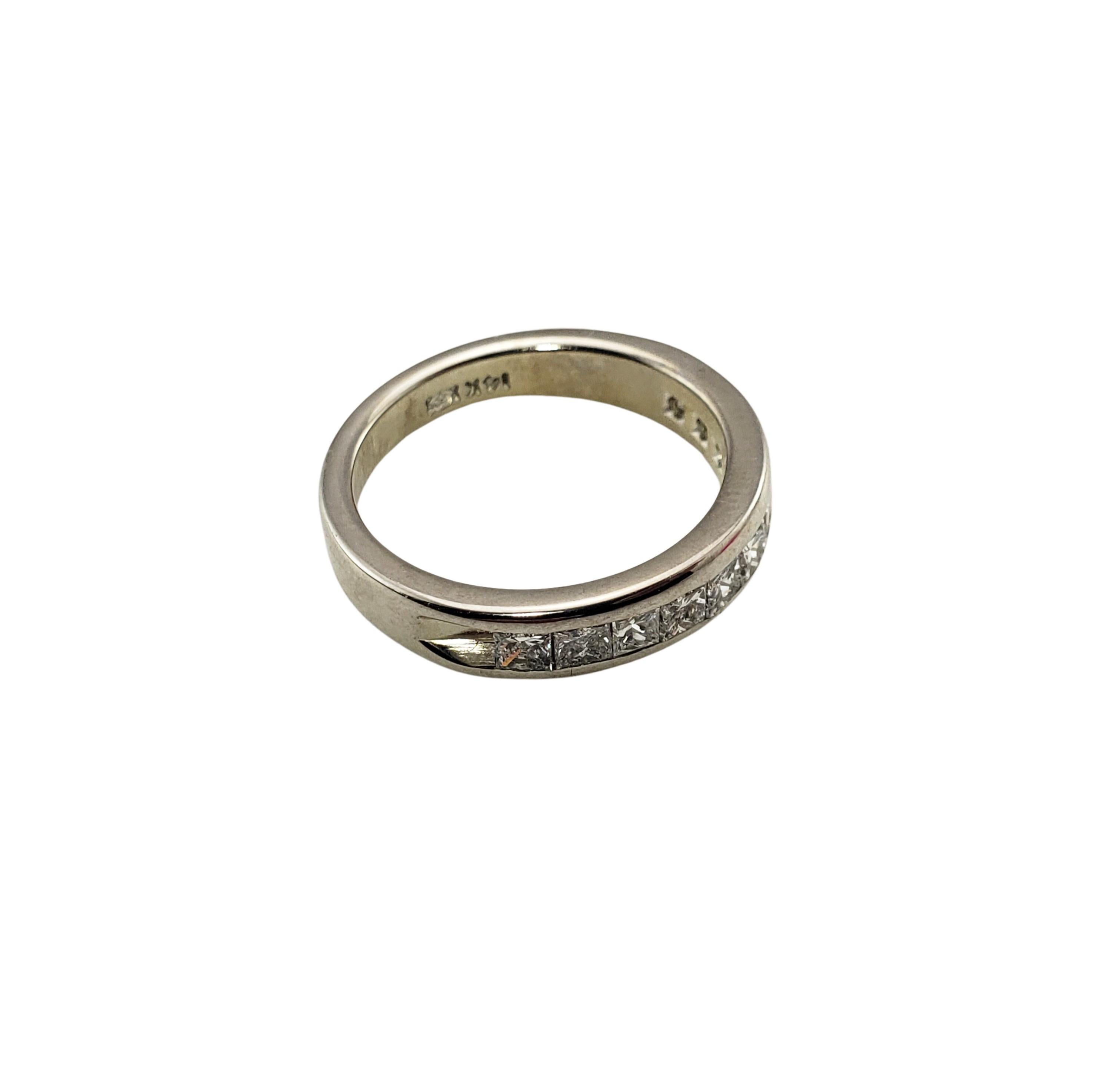 14 Karat White Gold and Princess Cut Diamond Wedding Band Ring For Sale 1