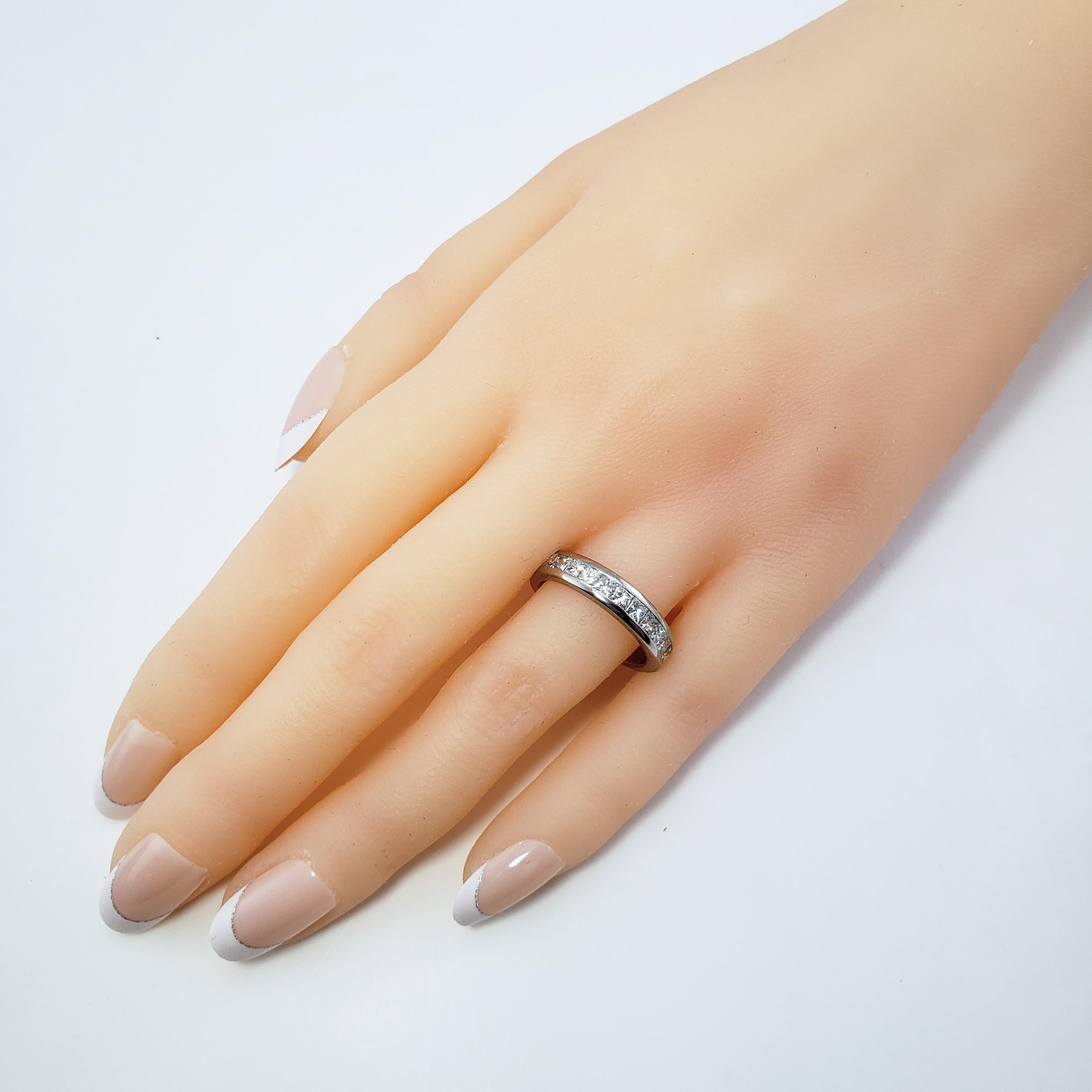 14 Karat White Gold and Princess Cut Diamond Wedding Band Ring For Sale 3