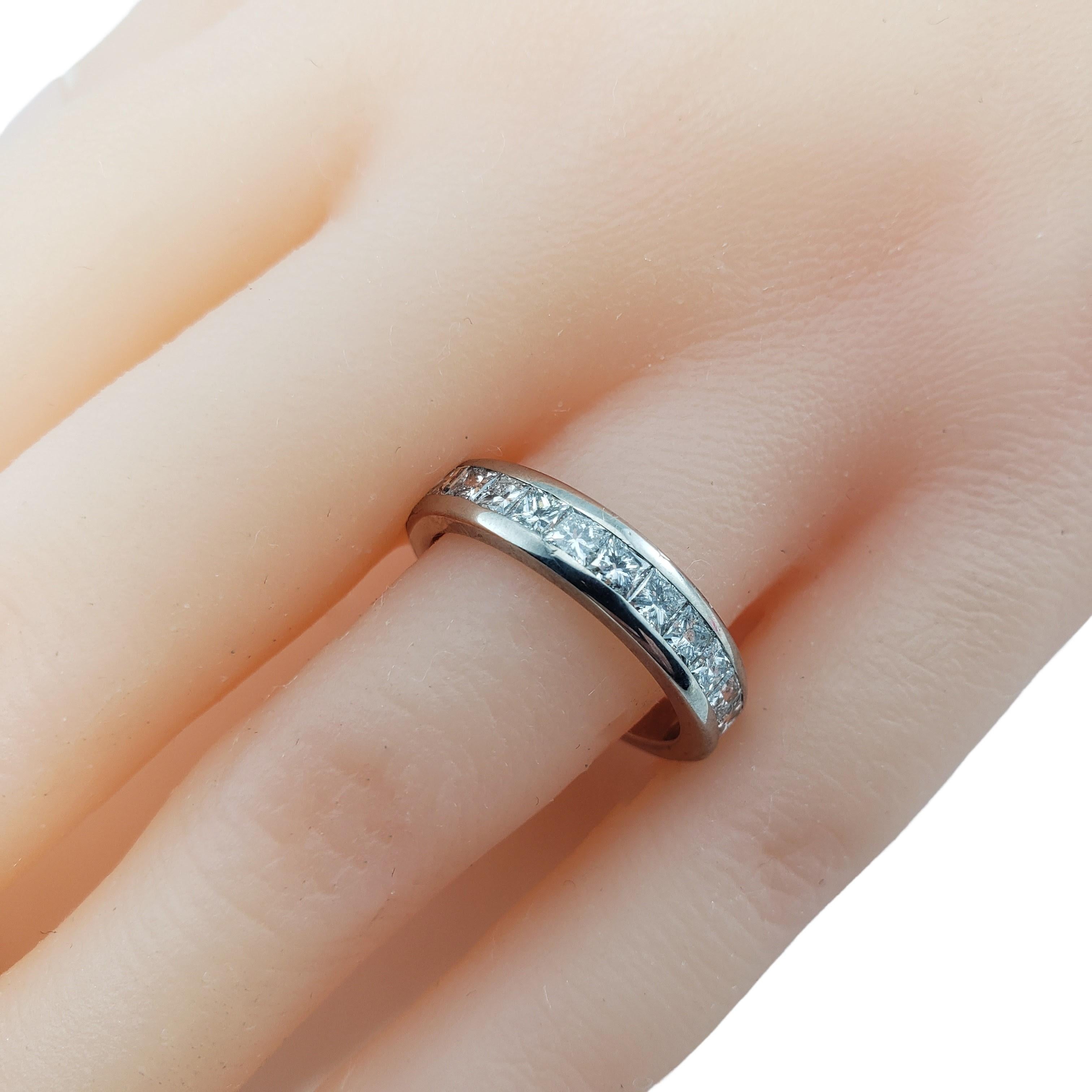 14 Karat White Gold and Princess Cut Diamond Wedding Band Ring For Sale 4