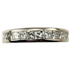 Vintage 14 Karat White Gold and Princess Cut Diamond Wedding Band Ring