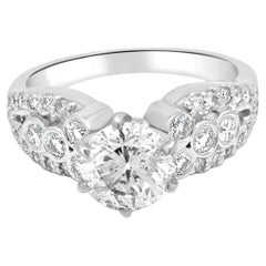 14 Karat White Gold and Round Brilliant Cut Diamond Engagement Ring