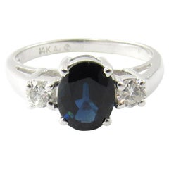 14 Karat White Gold and Sapphire and Diamond Ring