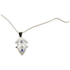 14 Karat White Gold and Sapphire Pendant Necklace