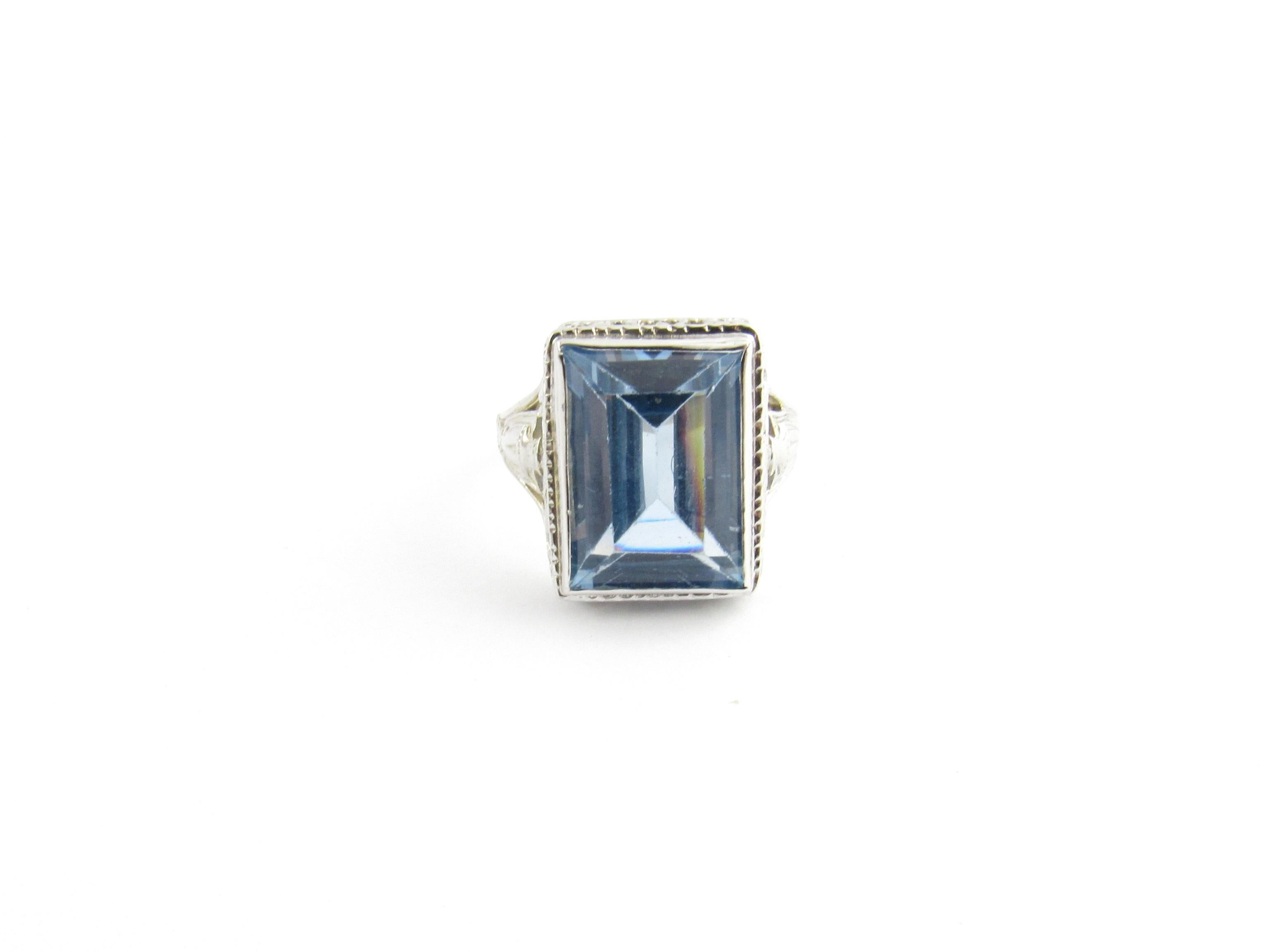 14 Karat White Gold and Simulated Blue Topaz Ring 1