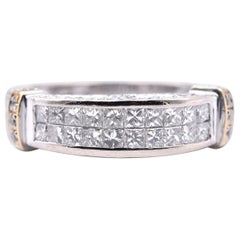 14 Karat White Gold and Yellow Gold 1.60 Carat Diamond Band