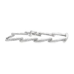 Pulsera de diamantes con eslabones en ángulo de oro blanco de 14 quilates