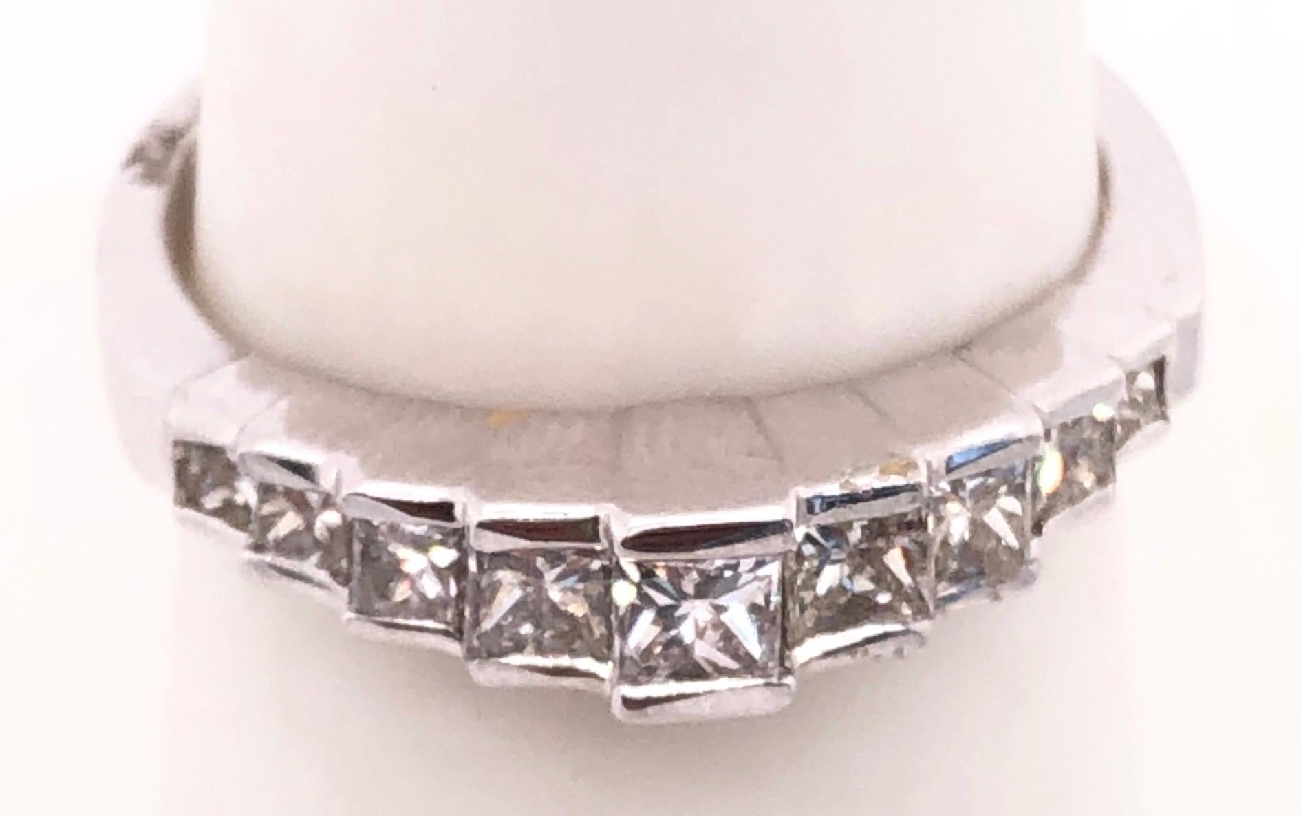 14 Karat White Gold Anniversary Ring with Diamonds 0.77 Total Diamond Weight For Sale 1