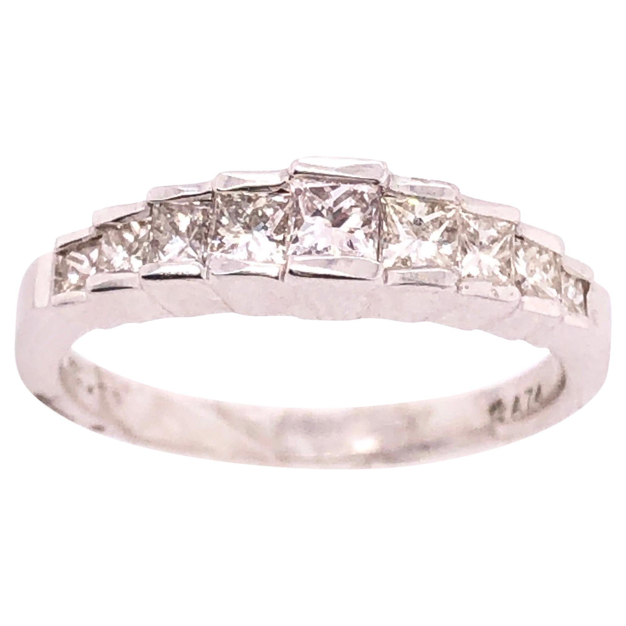 14 Karat White Gold Anniversary Ring with Diamonds 0.77 Total Diamond Weight