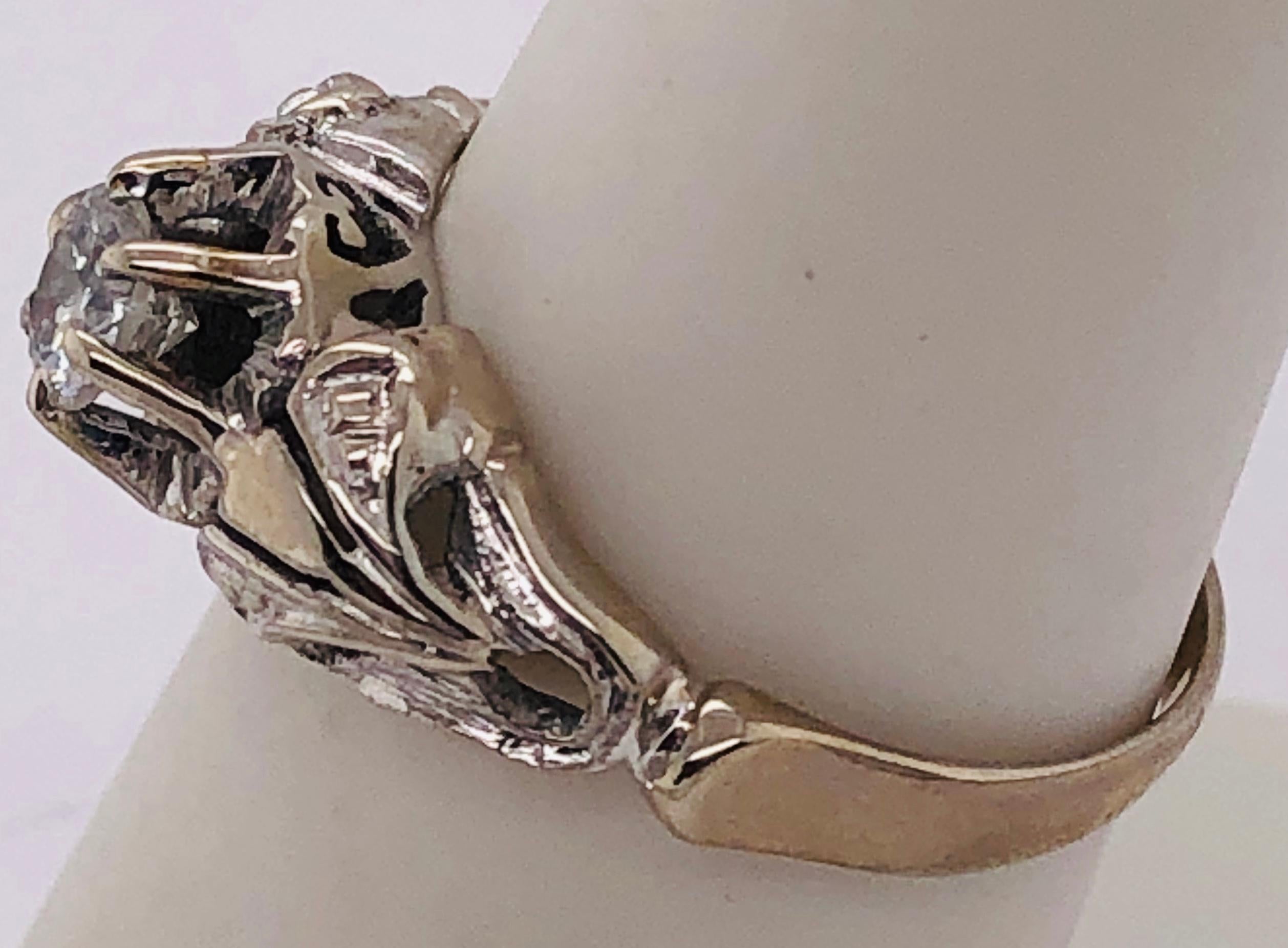 Art Deco 14 Karat White Gold Antique Diamond Engagement Bridal Ring For Sale
