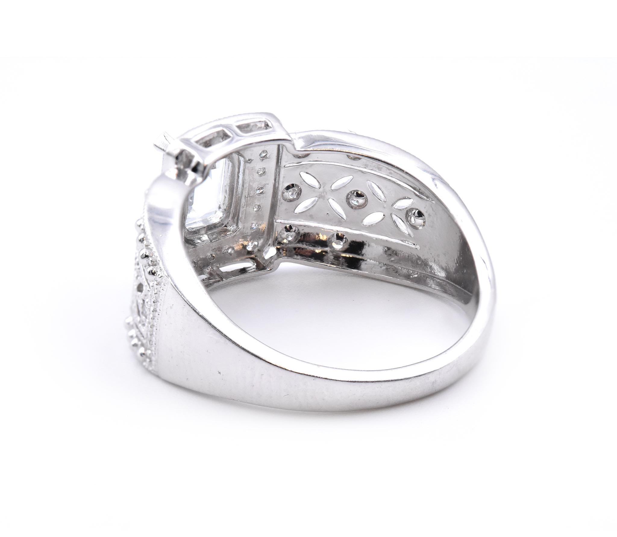14 Karat White Gold Aquamarine and Diamond Fashion Ring In Excellent Condition In Scottsdale, AZ