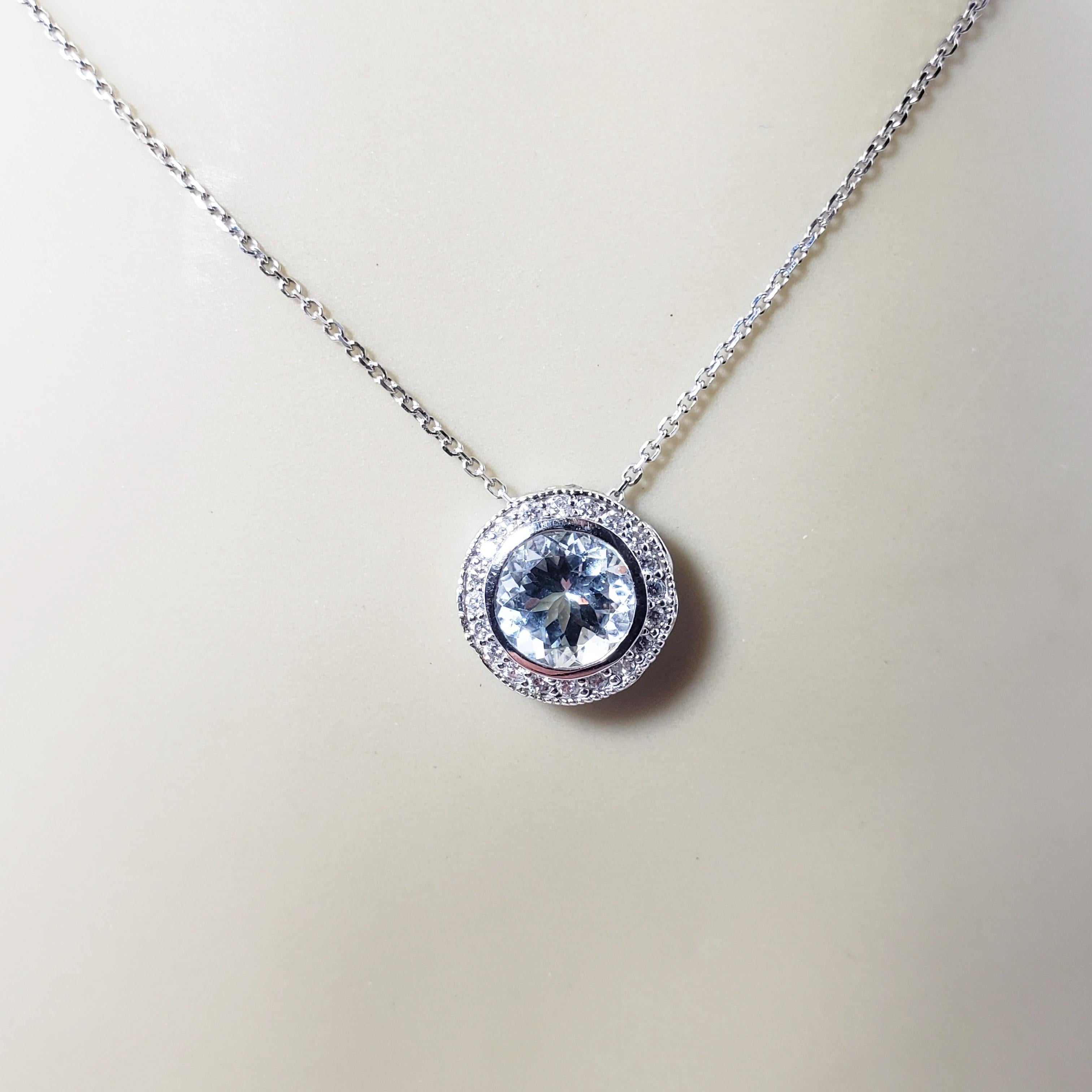 14 Karat White Gold Aquamarine and Diamond Pendant Necklace For Sale 4