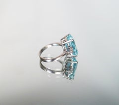 14 Karat White Gold Aquamarine and Diamond Ring