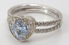 14 Karat White Gold , Aquamarine and Diamond Ring