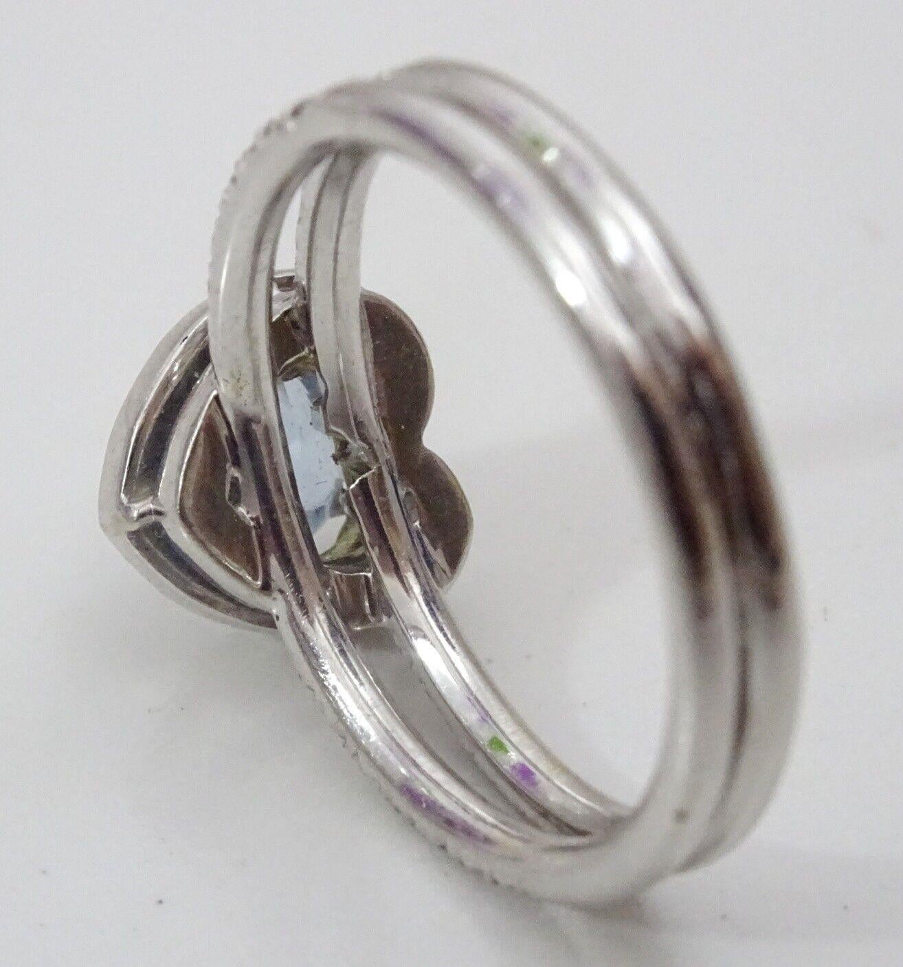 Modern 14 Karat White Gold , Aquamarine and Diamond Ring For Sale