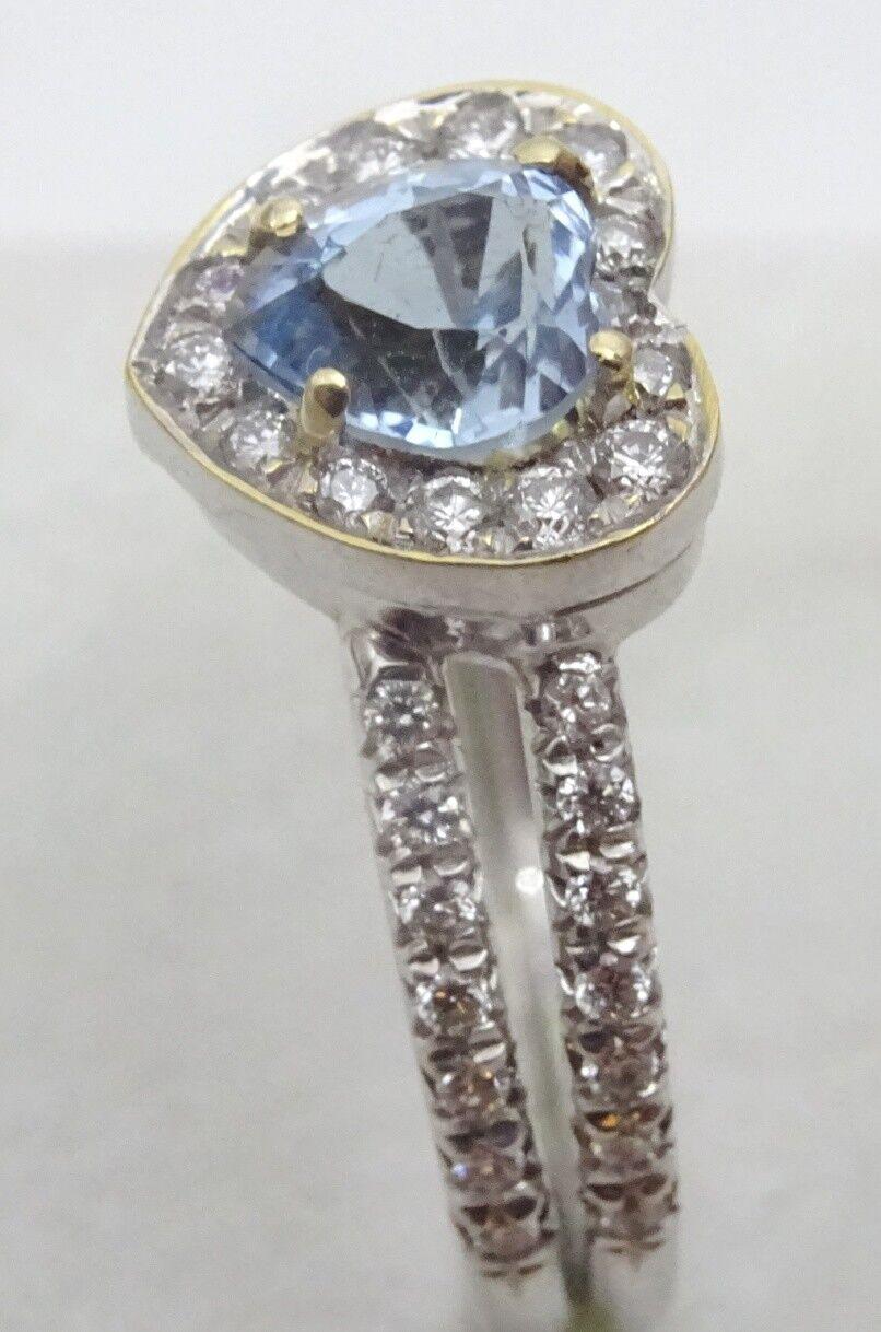 14 Karat White Gold , Aquamarine and Diamond Ring For Sale 1