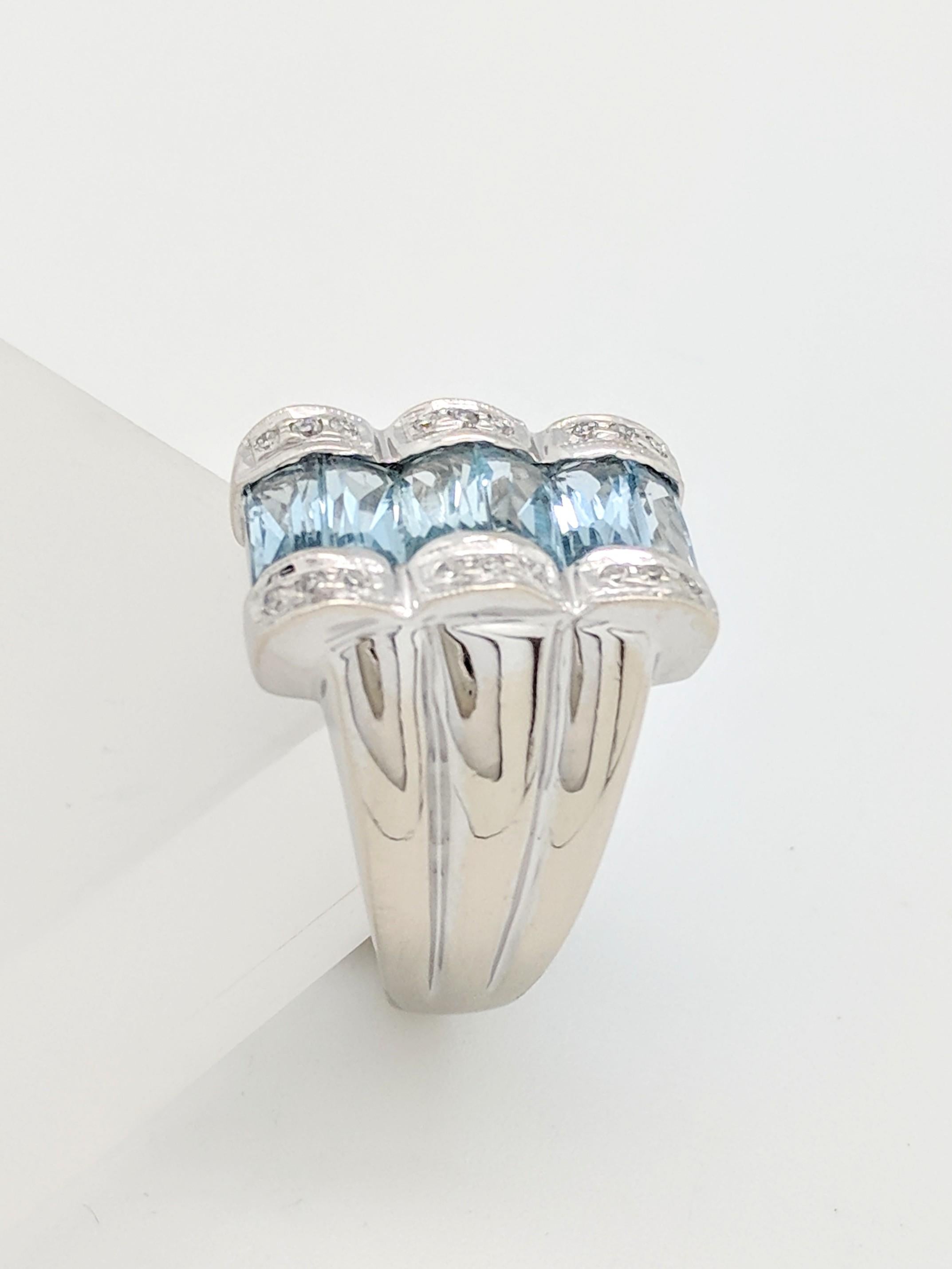 14 Karat White Gold Aquamarine and Diamond Ring 1