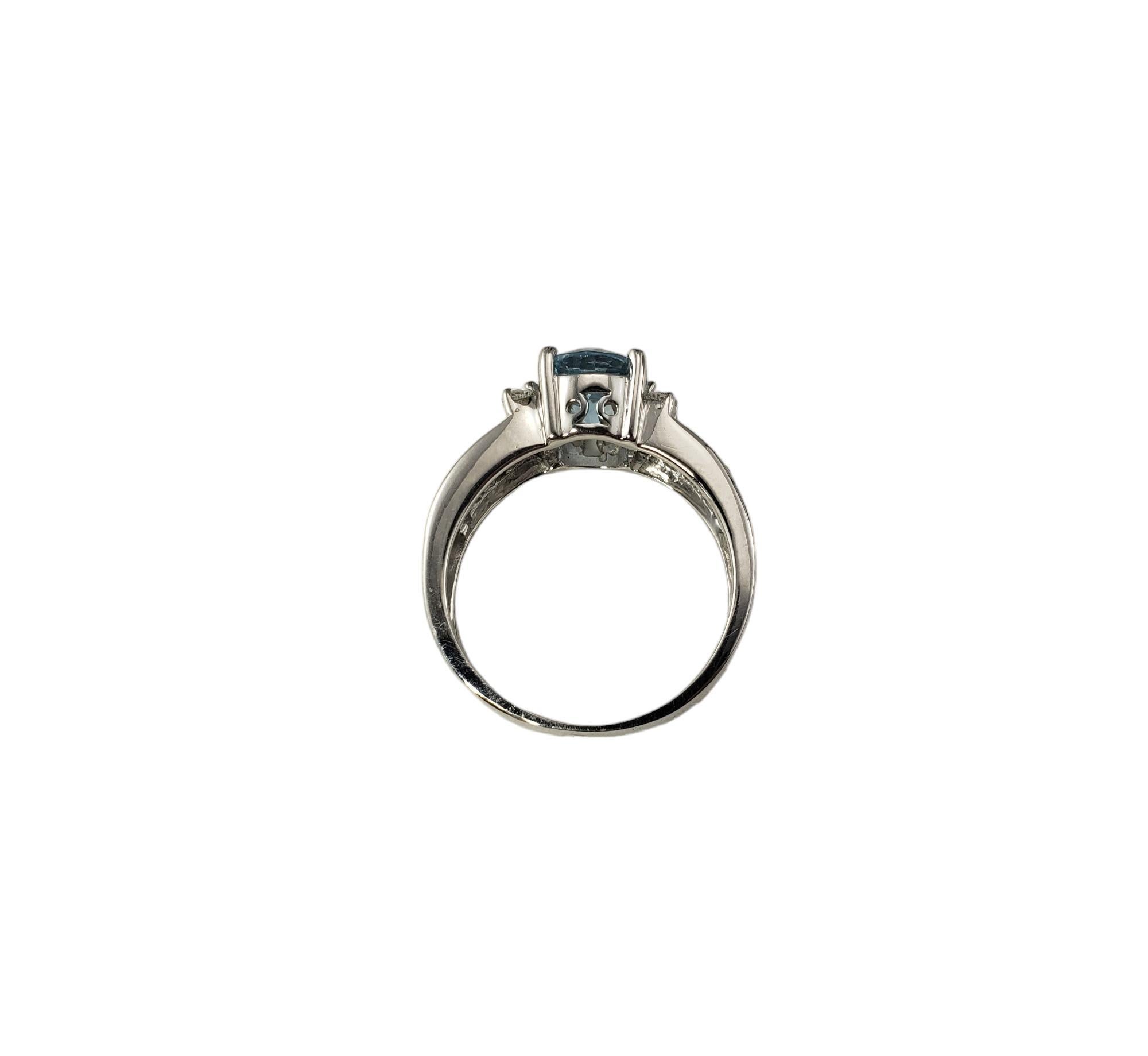 Women's 14 Karat White Gold Aquamarine and Diamond Ring Size 6.75  #17891 For Sale