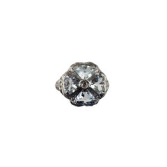 14 Karat White Gold Aquamarine and Diamond Ring Size 7 #20363